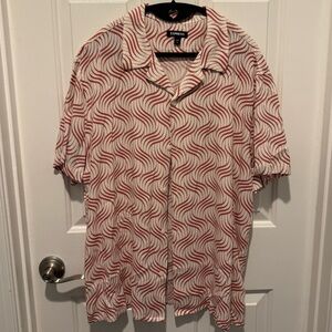 Mens Express Wine and Cream Patterned Shirt Size XL